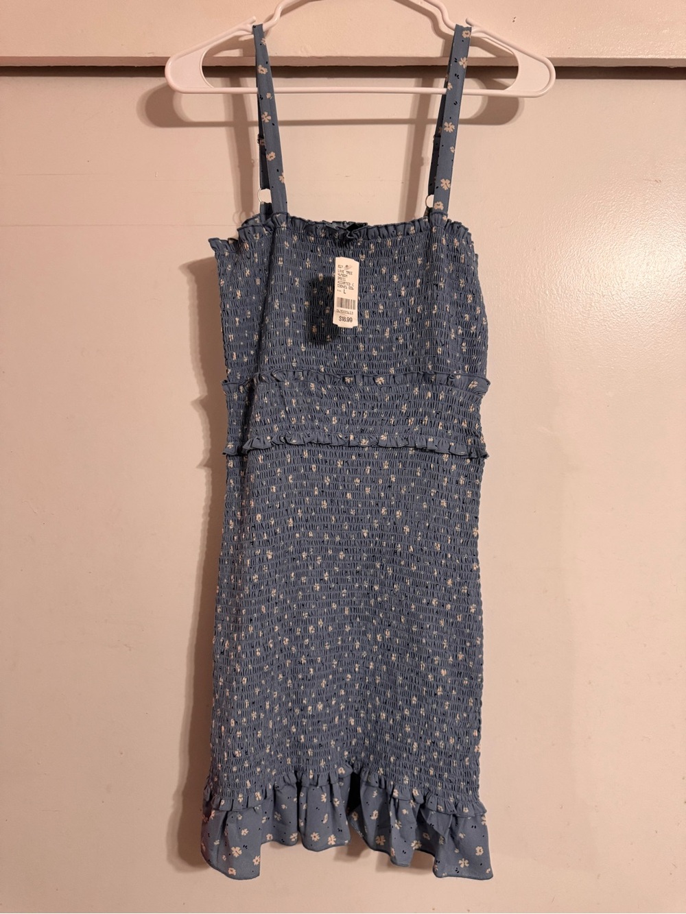 Love Tree Light Blue Floral Smocked Sundress